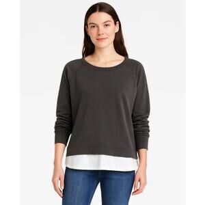 Two by Vince Camuto Gray Layered Sweatshirt Minimalist Chic L
